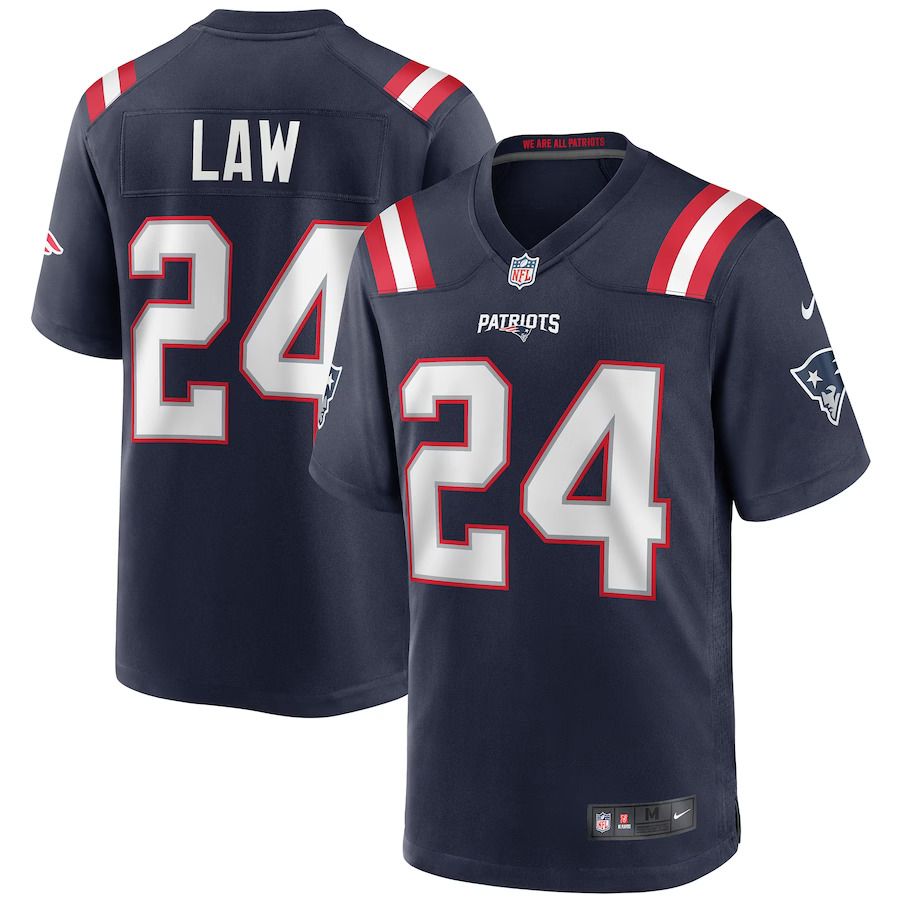 Men New England Patriots #24 Ty Law Nike Navy Game Retired Player NFL Jersey->new england patriots->NFL Jersey